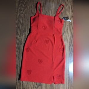 NWT Red Heart Embellished Dress